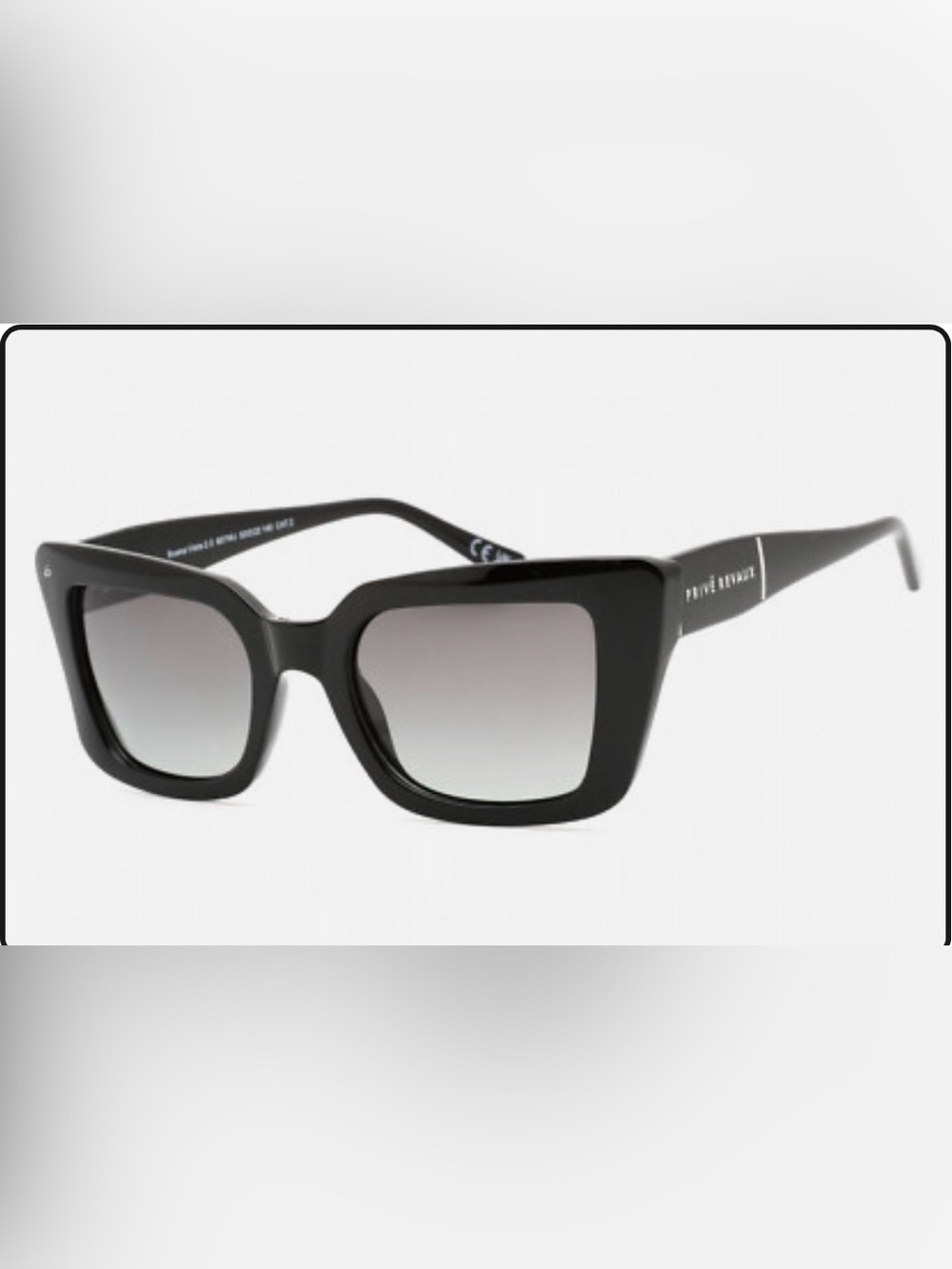 PRIVE REVAUX Women's Black Square Sunglasses with Gradient Lenses